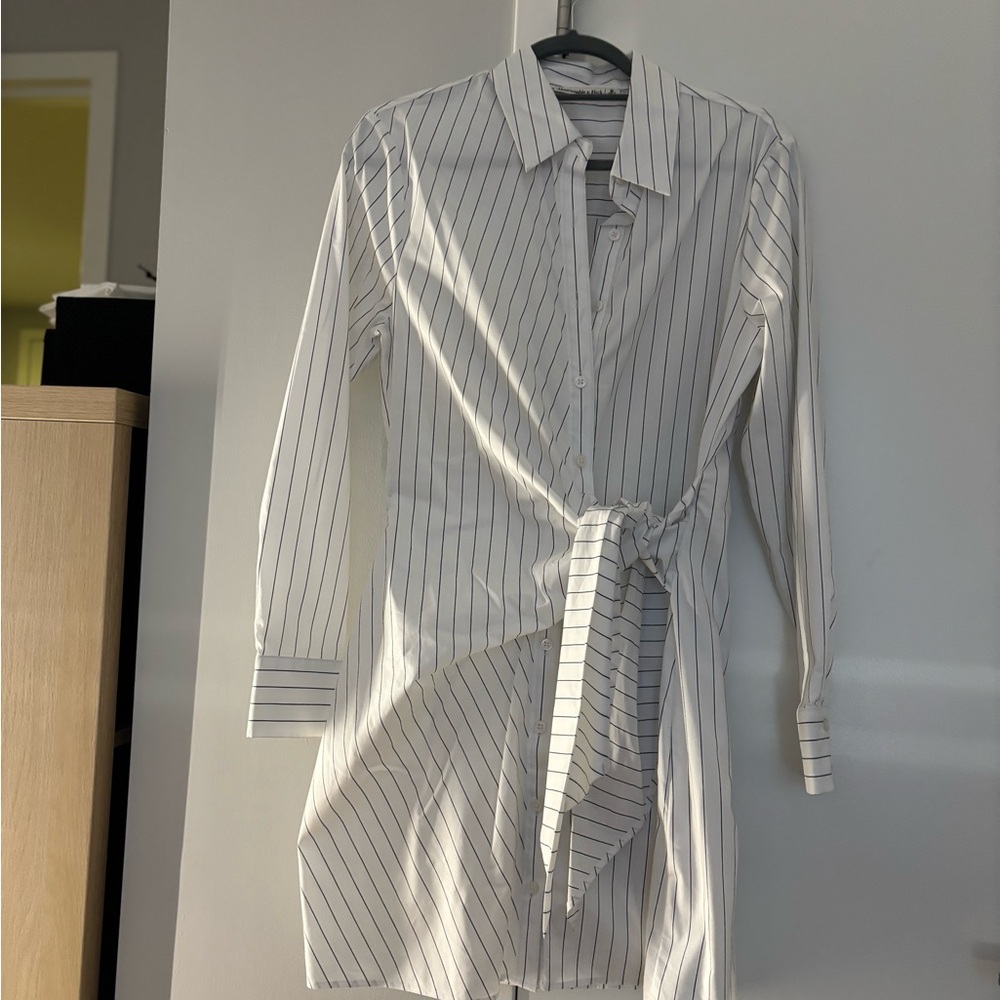White Striped Shirt Dress